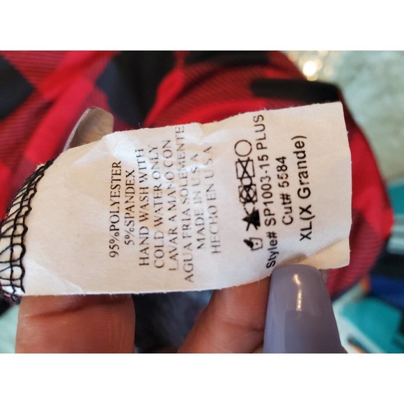 Chic Soul Womens Red Black Check Polyester Casual Elastic Waist Pants Size XL - Picture 7 of 9